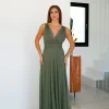 Vestido tulle pico caqui