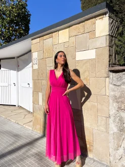 Vestido tulle pico fucsia