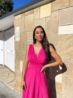Vestido tulle pico fucsia