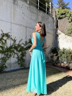 Vestido tulle pico turquesa
