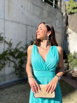 Vestido tulle pico turquesa