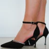 Zapato tacón cinta brillo negro